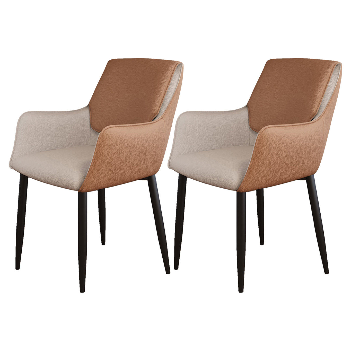 Silla de comedor tapizada con respaldo sólido de metal con brazo para el hogar escandinavo