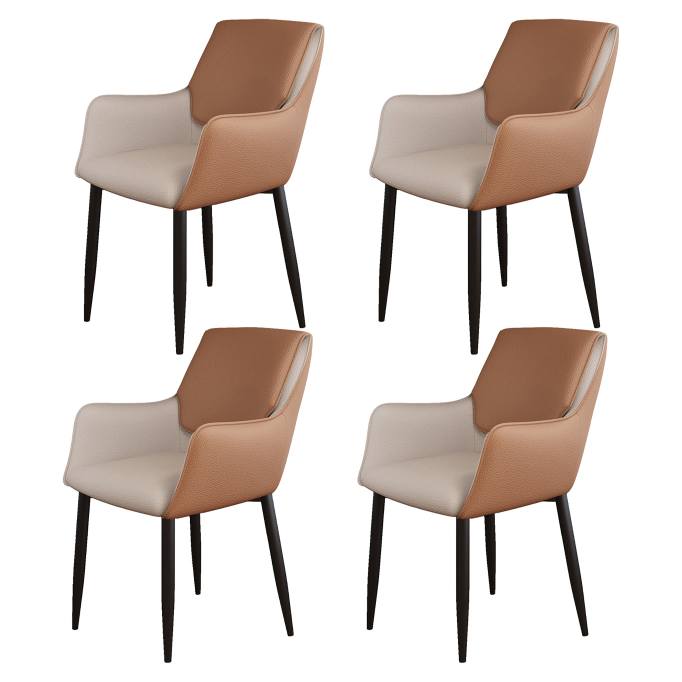Silla de comedor tapizada con respaldo sólido de metal con brazo para el hogar escandinavo