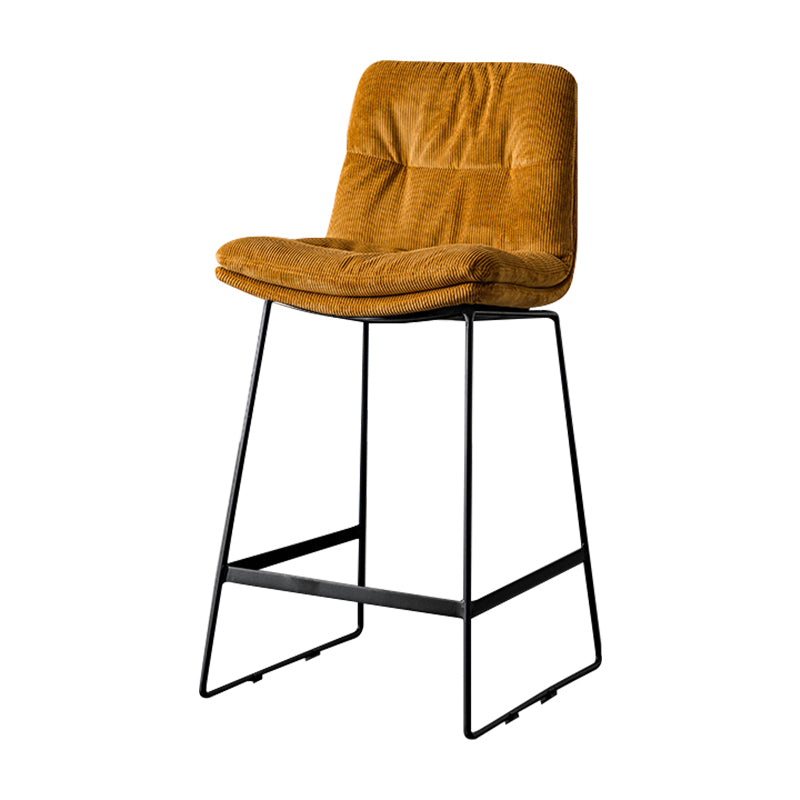 Moderner Eimer-Barhocker mit niedriger Rückenlehne, Eisenbeine, Fußstütze, Barhocker für den Innenbereich
