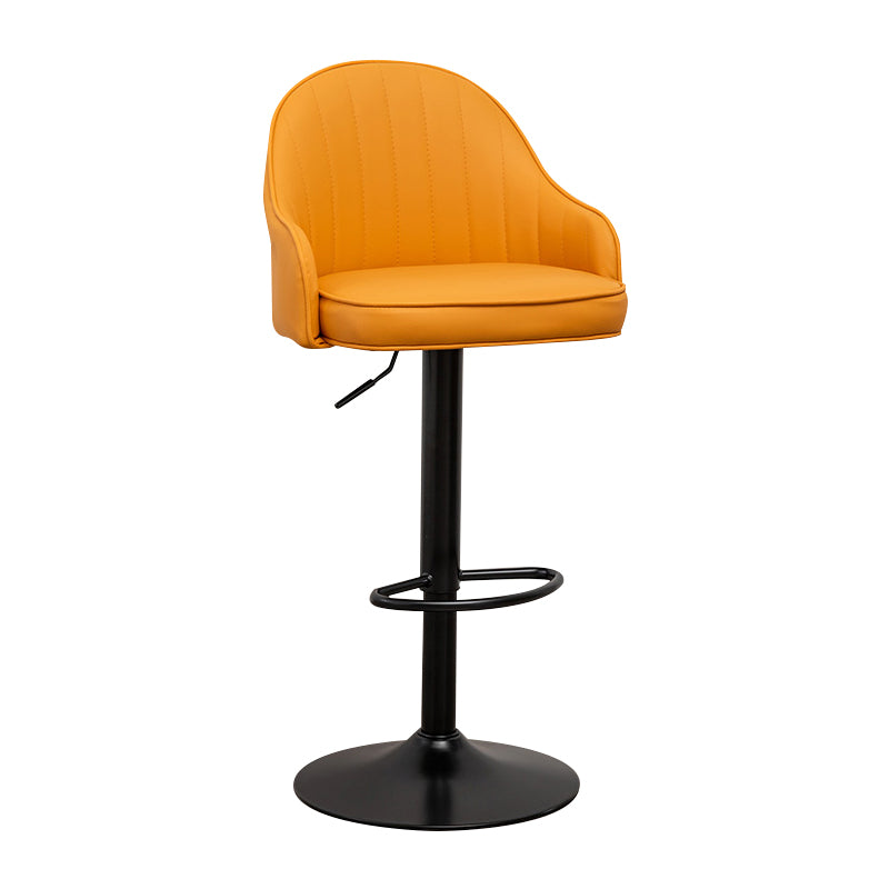 Taburete de bar contemporáneo de altura ajustable, reposapiés, taburete de mostrador con respaldo bajo de cuero