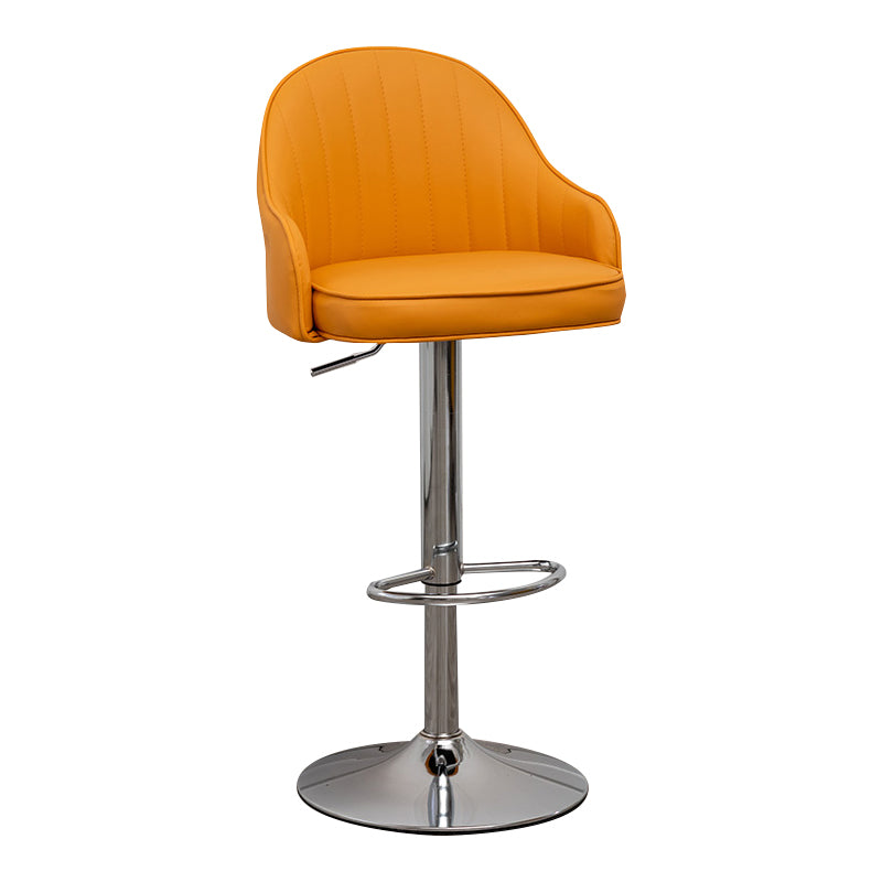 Taburete de bar contemporáneo de altura ajustable, reposapiés, taburete de mostrador con respaldo bajo de cuero