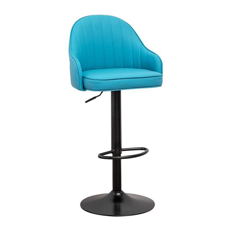 Taburete de bar contemporáneo de altura ajustable, reposapiés, taburete de mostrador con respaldo bajo de cuero