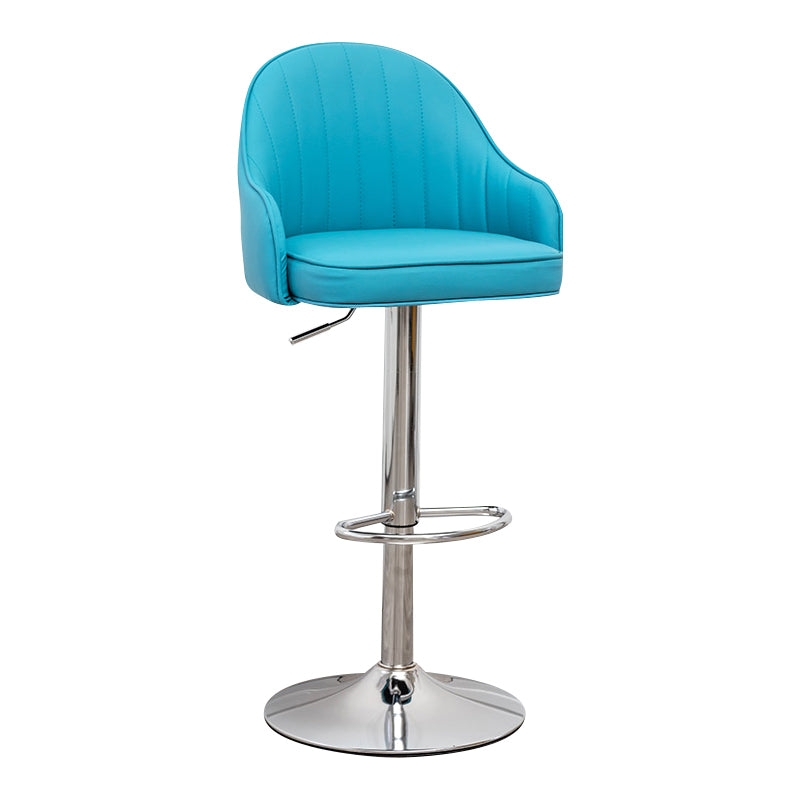 Taburete de bar contemporáneo de altura ajustable, reposapiés, taburete de mostrador con respaldo bajo de cuero