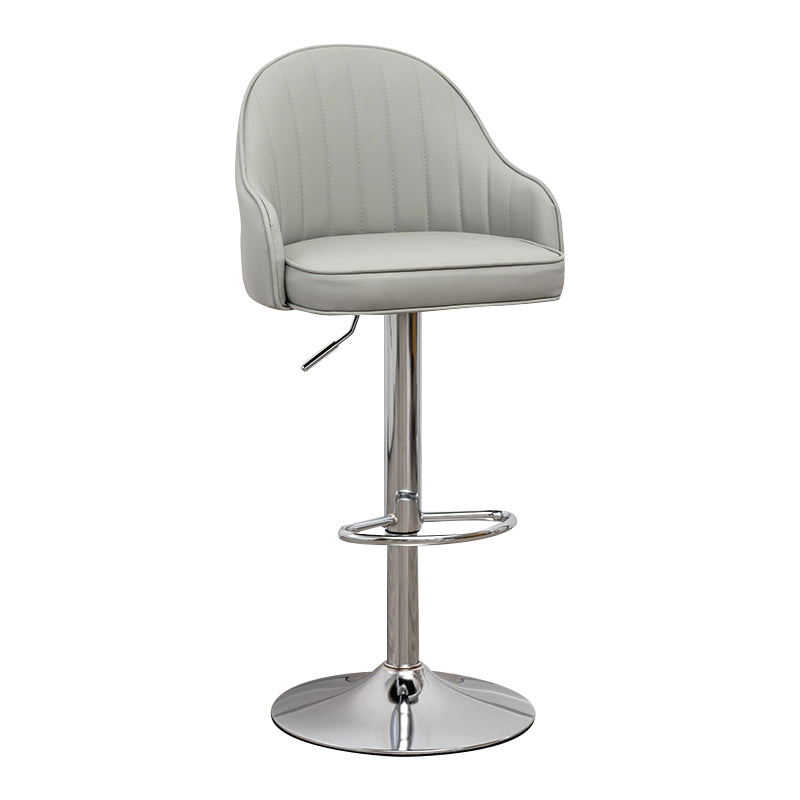 Taburete de bar contemporáneo de altura ajustable, reposapiés, taburete de mostrador con respaldo bajo de cuero