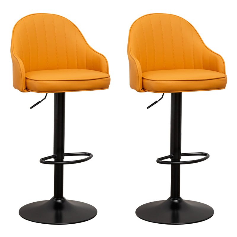 Taburete de bar contemporáneo de altura ajustable, reposapiés, taburete de mostrador con respaldo bajo de cuero