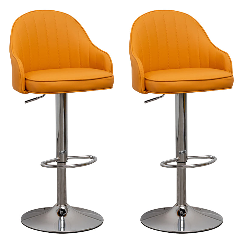 Taburete de bar contemporáneo de altura ajustable, reposapiés, taburete de mostrador con respaldo bajo de cuero