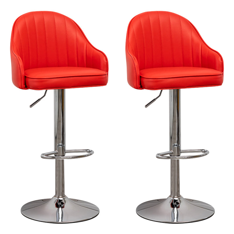 Taburete de bar contemporáneo de altura ajustable, reposapiés, taburete de mostrador con respaldo bajo de cuero