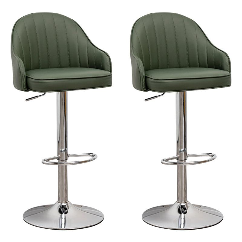 Taburete de bar contemporáneo de altura ajustable, reposapiés, taburete de mostrador con respaldo bajo de cuero