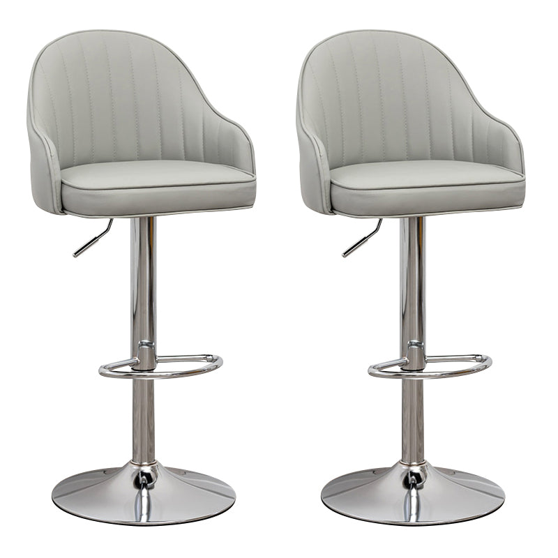 Taburete de bar contemporáneo de altura ajustable, reposapiés, taburete de mostrador con respaldo bajo de cuero