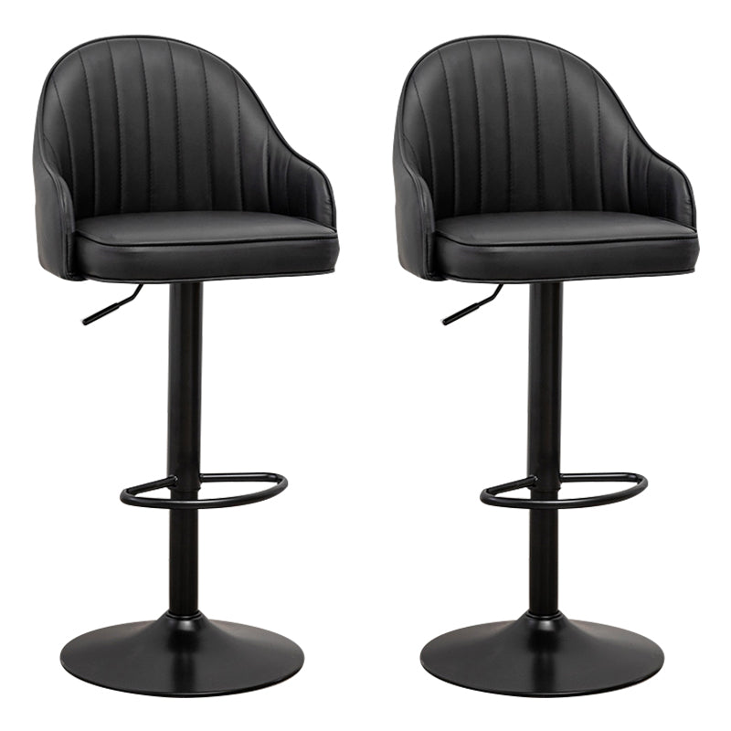 Taburete de bar contemporáneo de altura ajustable, reposapiés, taburete de mostrador con respaldo bajo de cuero