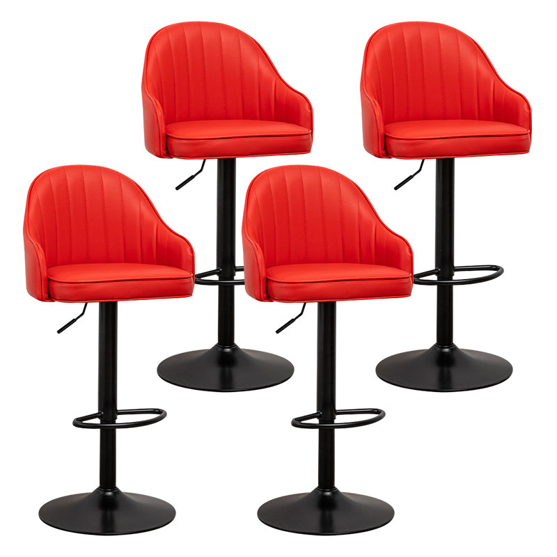 Taburete de bar contemporáneo de altura ajustable, reposapiés, taburete de mostrador con respaldo bajo de cuero