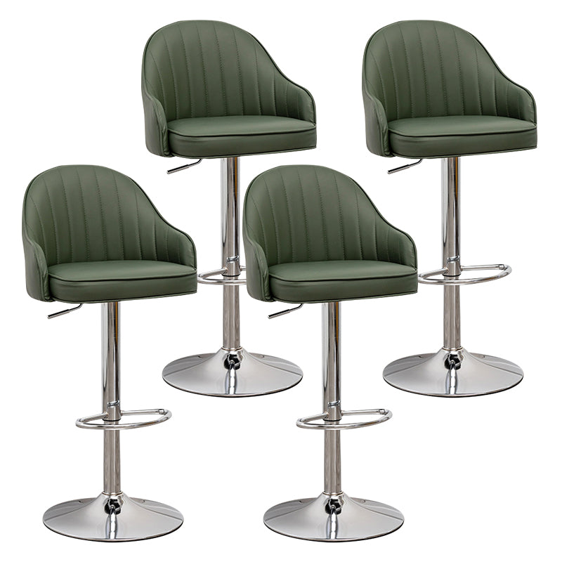Taburete de bar contemporáneo de altura ajustable, reposapiés, taburete de mostrador con respaldo bajo de cuero