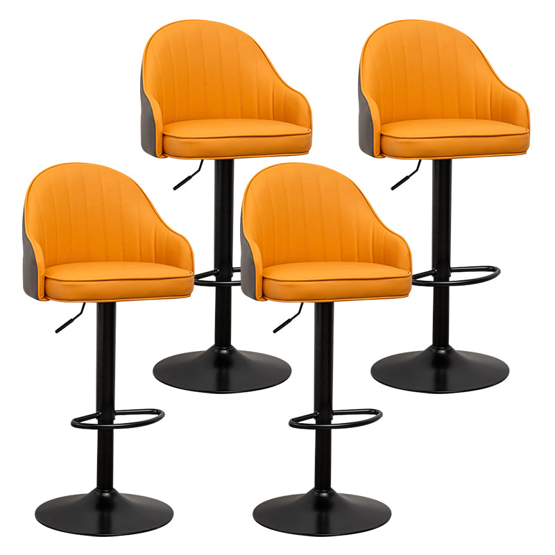 Taburete de bar contemporáneo de altura ajustable, reposapiés, taburete de mostrador con respaldo bajo de cuero