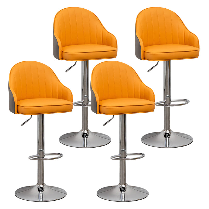 Taburete de bar contemporáneo de altura ajustable, reposapiés, taburete de mostrador con respaldo bajo de cuero