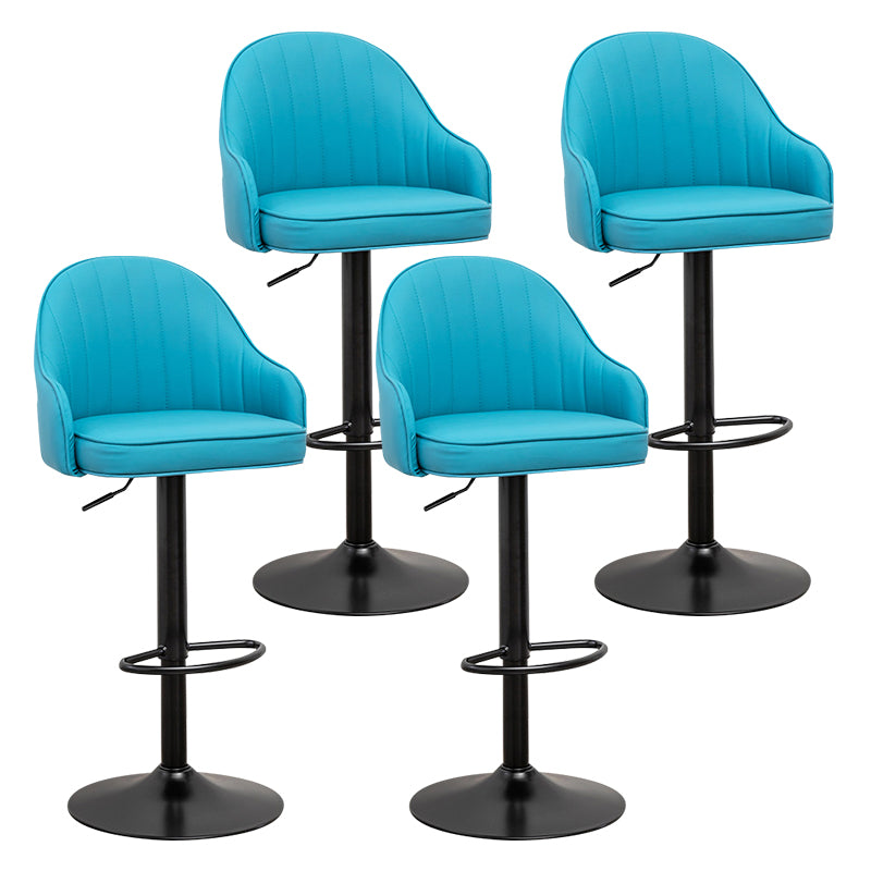 Taburete de bar contemporáneo de altura ajustable, reposapiés, taburete de mostrador con respaldo bajo de cuero