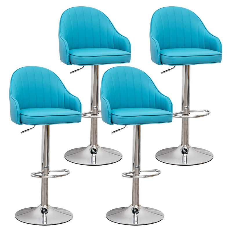 Taburete de bar contemporáneo de altura ajustable, reposapiés, taburete de mostrador con respaldo bajo de cuero