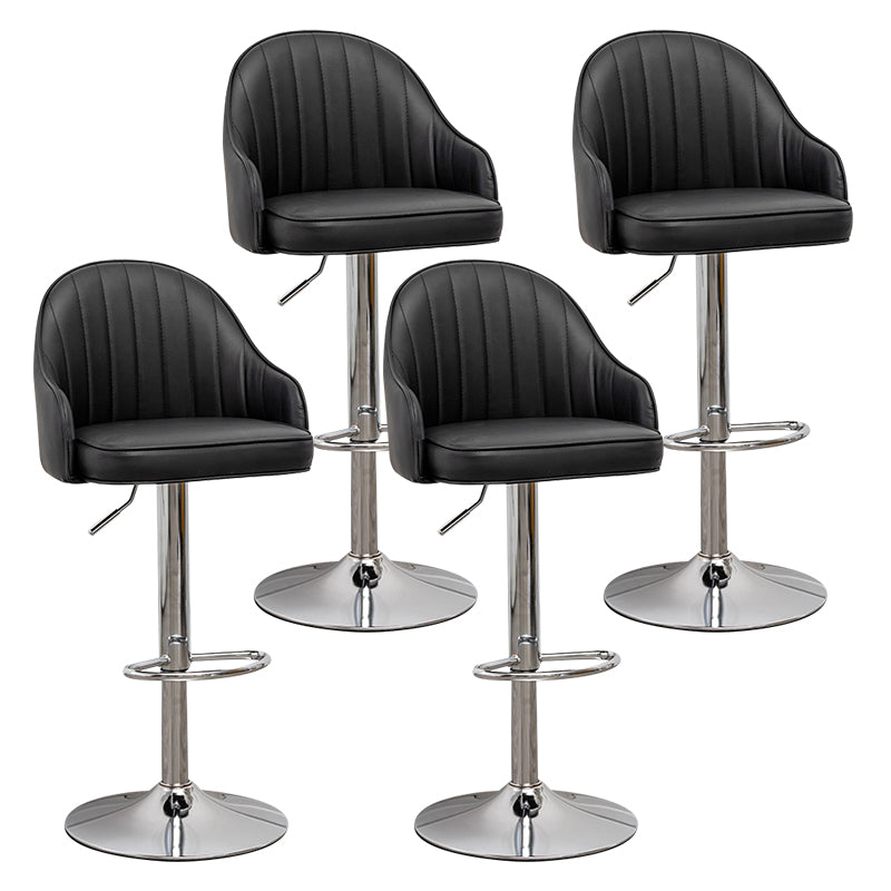 Taburete de bar contemporáneo de altura ajustable, reposapiés, taburete de mostrador con respaldo bajo de cuero