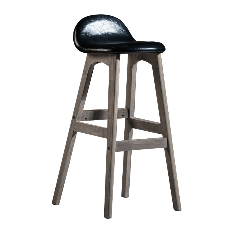 Taburete de bar interior contemporáneo de 29 pulgadas, taburete trasero sin brazos de madera con reposapiés