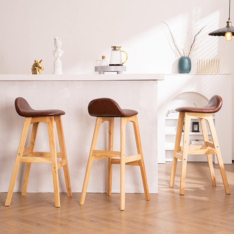 Taburete de bar interior contemporáneo de 29 pulgadas, taburete trasero sin brazos de madera con reposapiés