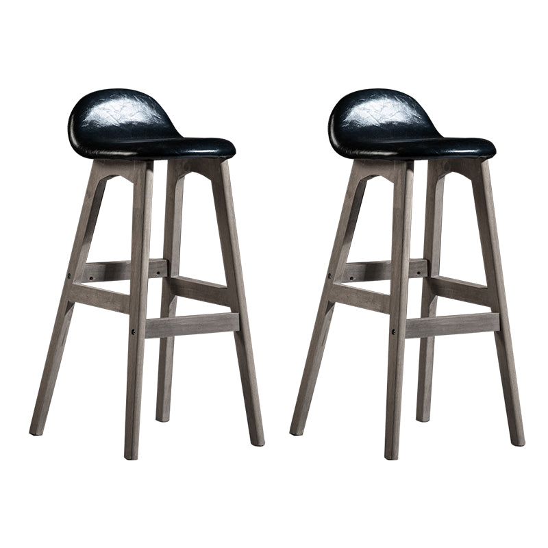 Taburete de bar interior contemporáneo de 29 pulgadas, taburete trasero sin brazos de madera con reposapiés