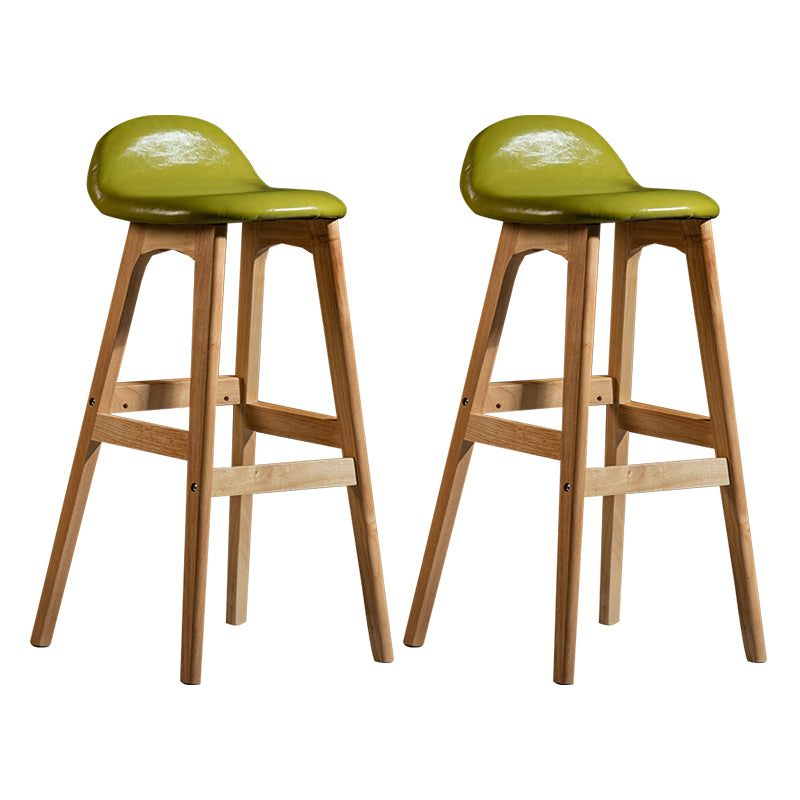 Taburete de bar interior contemporáneo de 29 pulgadas, taburete trasero sin brazos de madera con reposapiés