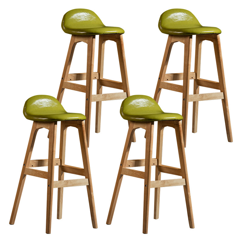 Taburete de bar interior contemporáneo de 29 pulgadas, taburete trasero sin brazos de madera con reposapiés