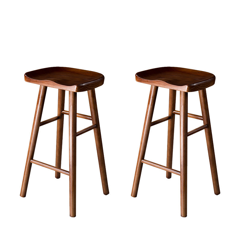 Taburete de bar moderno con asiento de silla de montar, reposapiés sin respaldo de pino, taburete con patas de madera