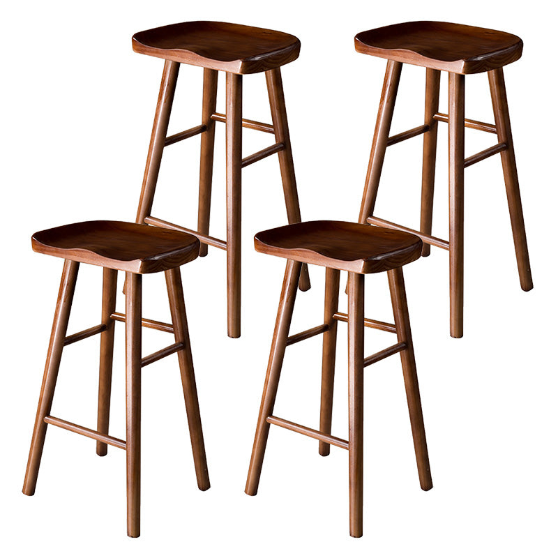 Taburete de bar moderno con asiento de silla de montar, reposapiés sin respaldo de pino, taburete con patas de madera