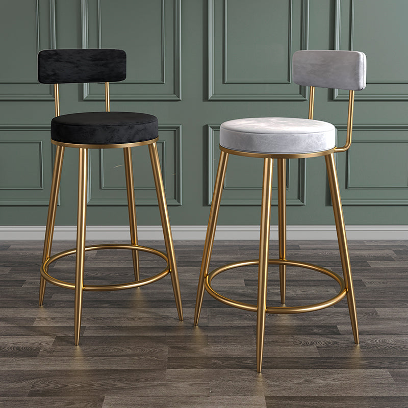 Glam Metal Upholstered Bar Stool Bristol Barstool with Iron Legs and Low Cushion Back