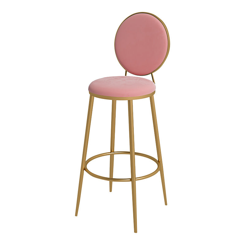 Glam Metal Upholstered Bar Stool Bristol Barstool with Iron Legs and Low Cushion Back