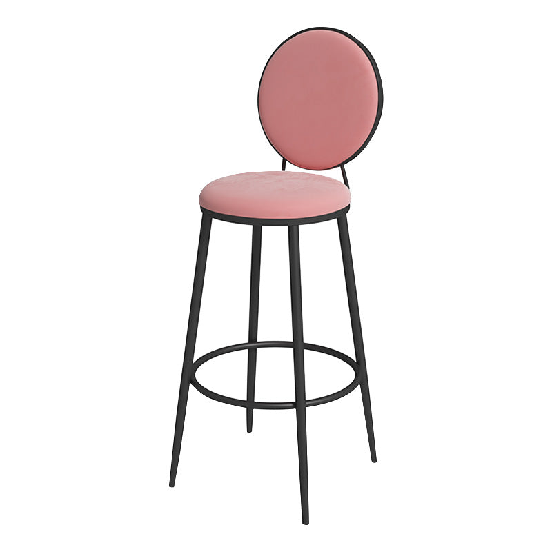 Glam Metal Upholstered Bar Stool Bristol Barstool with Iron Legs and Low Cushion Back