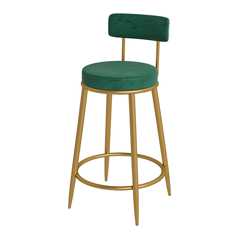 Glam Metal Upholstered Bar Stool Bristol Barstool with Iron Legs and Low Cushion Back