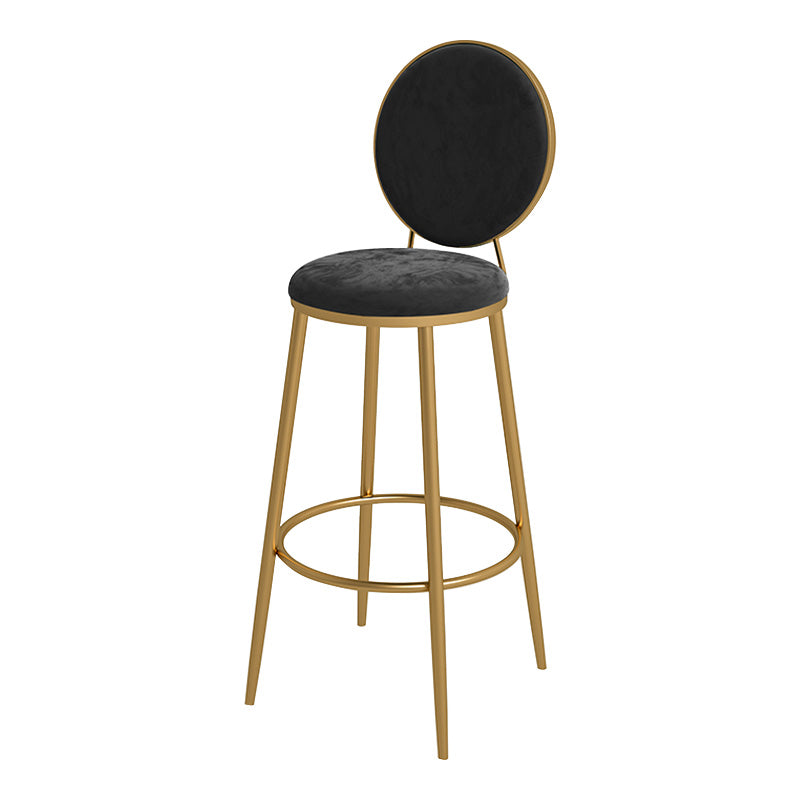 Glam Metal Upholstered Bar Stool Bristol Barstool with Iron Legs and Low Cushion Back
