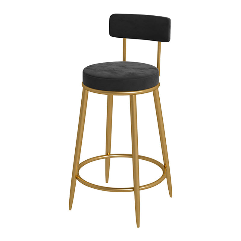 Glam Metal Upholstered Bar Stool Bristol Barstool with Iron Legs and Low Cushion Back