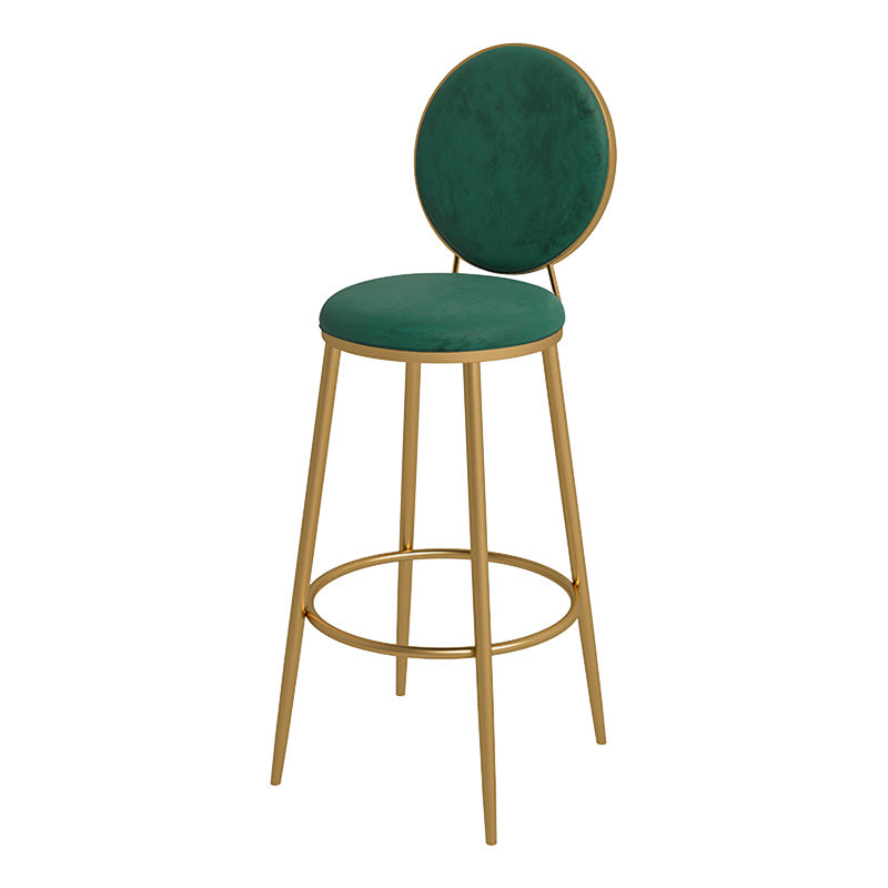 Glam Metal Upholstered Bar Stool Bristol Barstool with Iron Legs and Low Cushion Back