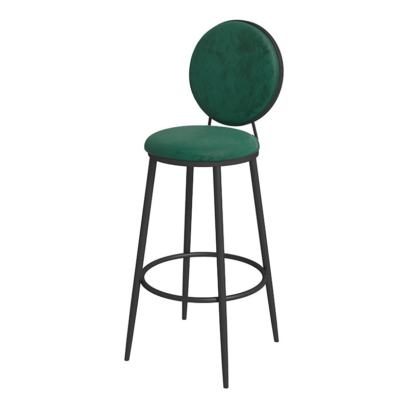 Glam Metal Upholstered Bar Stool Bristol Barstool with Iron Legs and Low Cushion Back