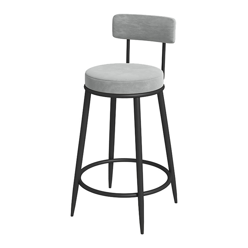 Glam Metal Upholstered Bar Stool Bristol Barstool with Iron Legs and Low Cushion Back