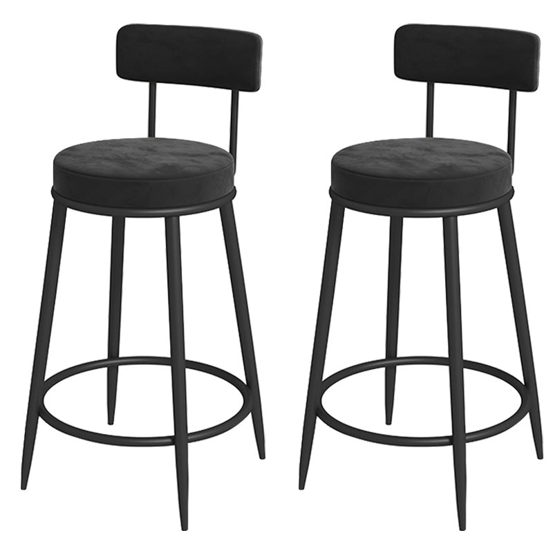 Glam Metal Upholstered Bar Stool Bristol Barstool with Iron Legs and Low Cushion Back