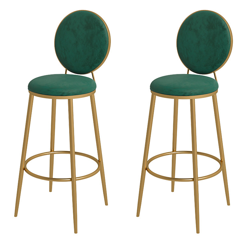 Glam Metal Upholstered Bar Stool Bristol Barstool with Iron Legs and Low Cushion Back