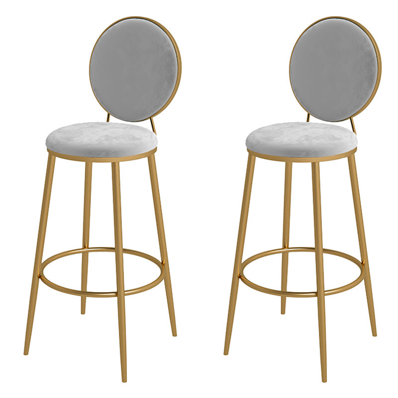 Glam Metal Upholstered Bar Stool Bristol Barstool with Iron Legs and Low Cushion Back