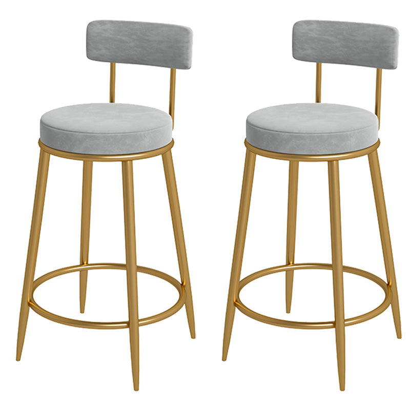 Glam Metal Upholstered Bar Stool Bristol Barstool with Iron Legs and Low Cushion Back