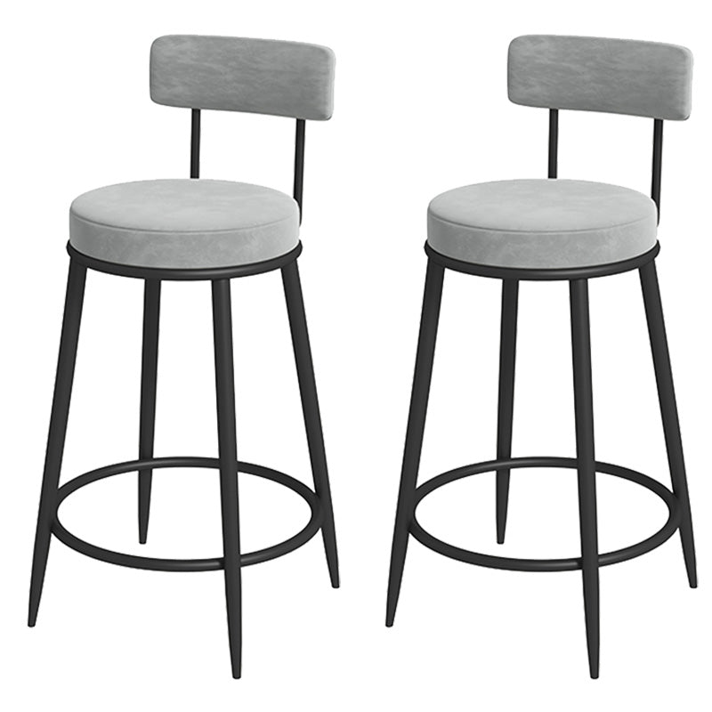 Glam Metal Upholstered Bar Stool Bristol Barstool with Iron Legs and Low Cushion Back