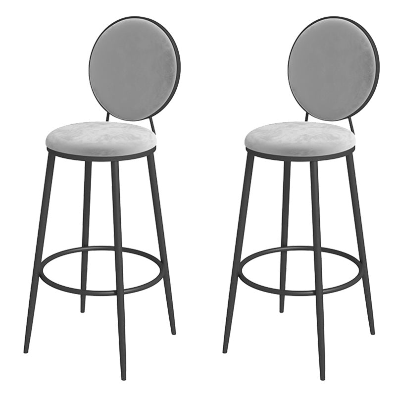 Glam Metal Upholstered Bar Stool Bristol Barstool with Iron Legs and Low Cushion Back