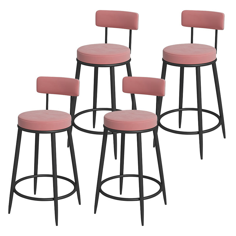 Glam Metal Upholstered Bar Stool Bristol Barstool with Iron Legs and Low Cushion Back