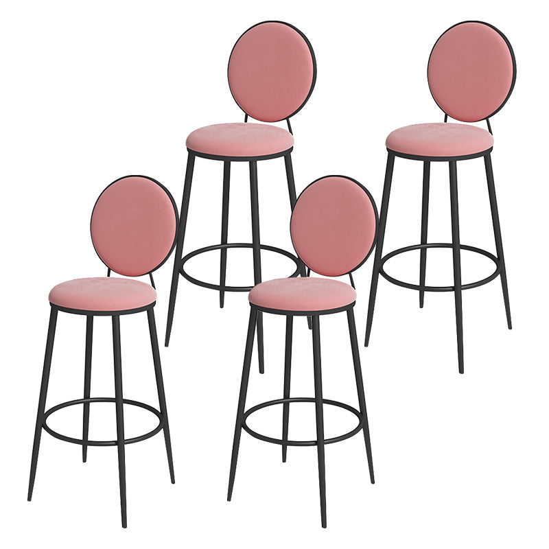 Glam Metal Upholstered Bar Stool Bristol Barstool with Iron Legs and Low Cushion Back