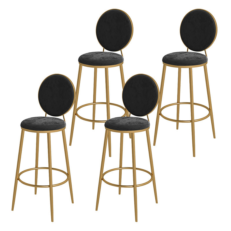 Glam Metal Upholstered Bar Stool Bristol Barstool with Iron Legs and Low Cushion Back