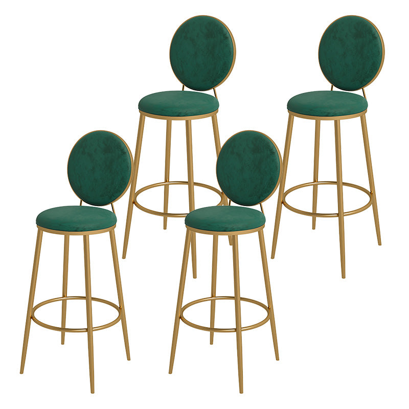 Glam Metal Upholstered Bar Stool Bristol Barstool with Iron Legs and Low Cushion Back