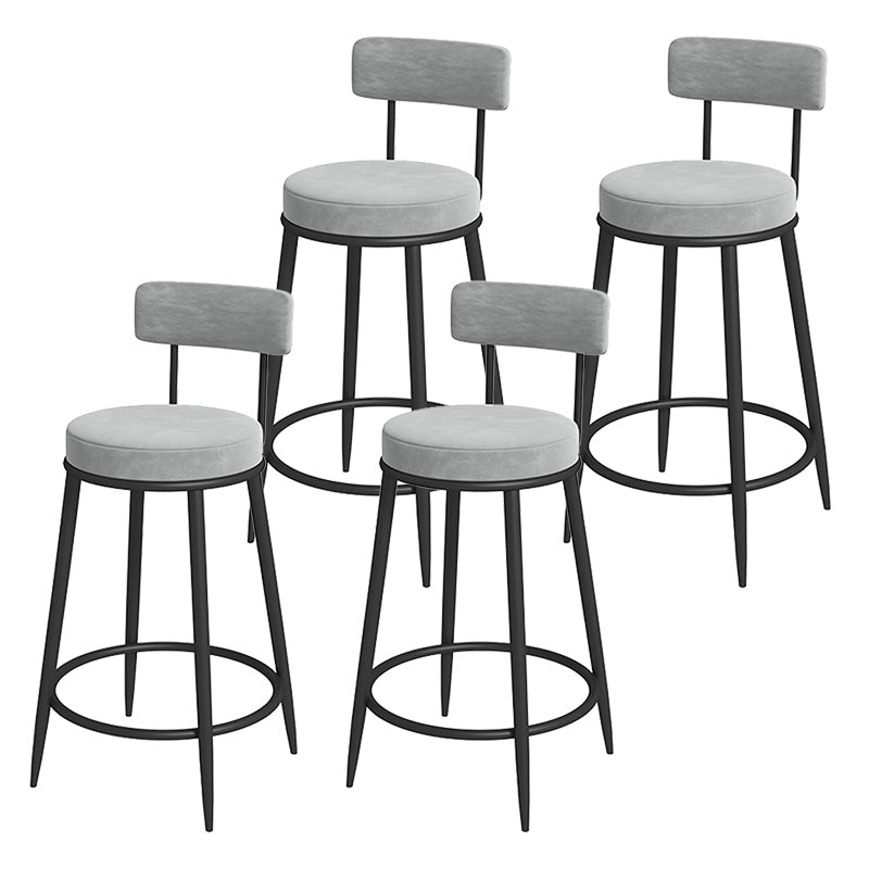 Glam Metal Upholstered Bar Stool Bristol Barstool with Iron Legs and Low Cushion Back