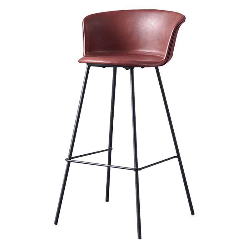 Restaurant Low Back Bar Stool Modern Leather Footrest Counter Height Stool