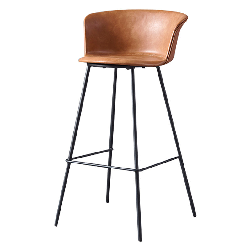 Restaurant Low Back Bar Stool Modern Leather Footrest Counter Height Stool